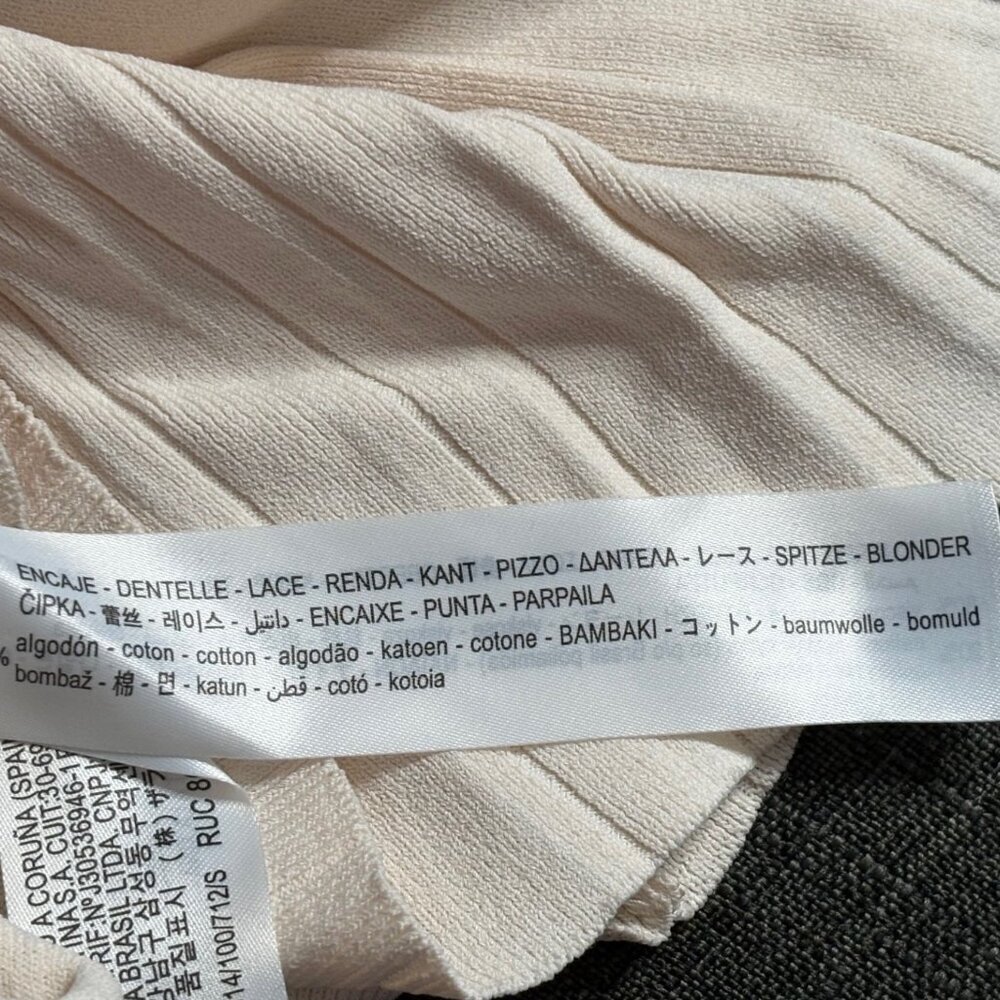 Zara Sleeveless Knit V-Neck Dress Off White Size Small - Picture 9 of 10